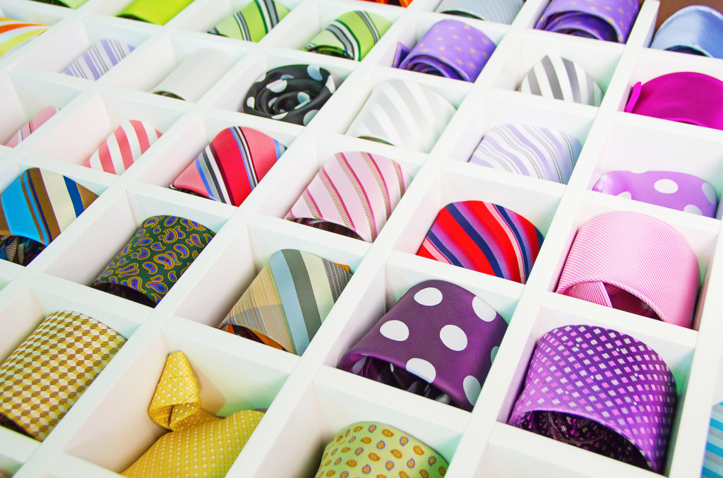 Shelf full of Silk Neckties jigsaw puzzle in Puzzle of the Day puzzles on TheJigsawPuzzles.com