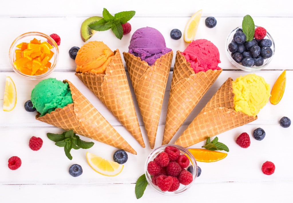 Homemade Fruit Ice Cream jigsaw puzzle in Puzzle of the Day puzzles on TheJigsawPuzzles.com