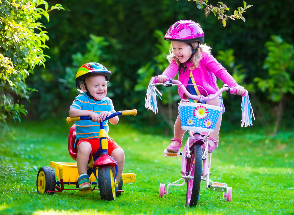 Kids Riding Bikes in a Park jigsaw puzzle in People puzzles on TheJigsawPuzzles.com