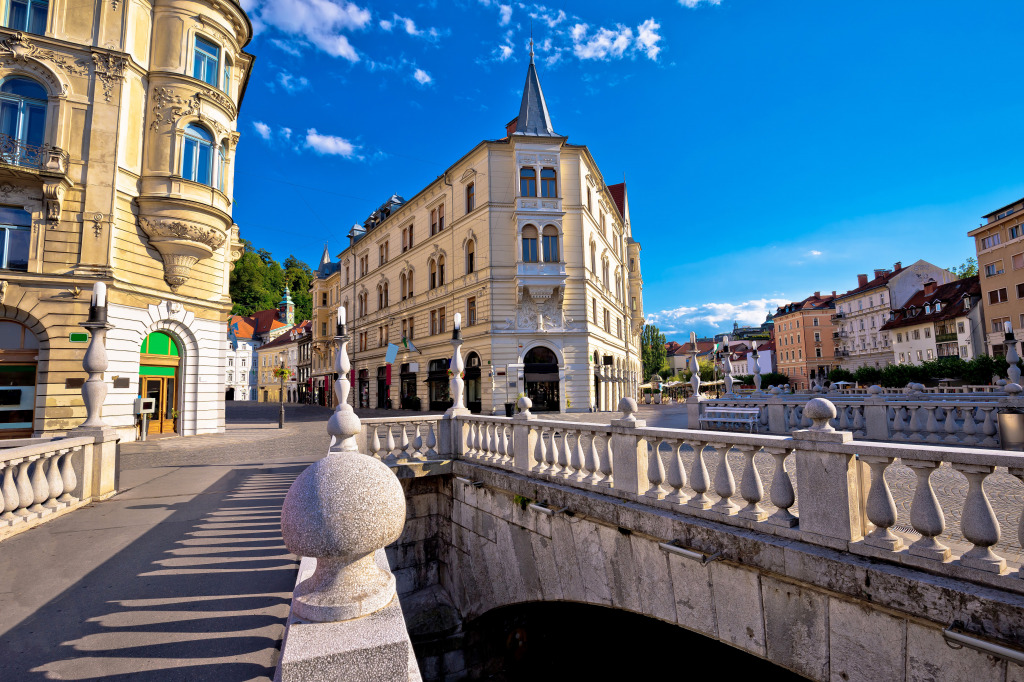 Triple Bridge in Ljubljana, Capital of Slovenia jigsaw puzzle in Bridges puzzles on TheJigsawPuzzles.com