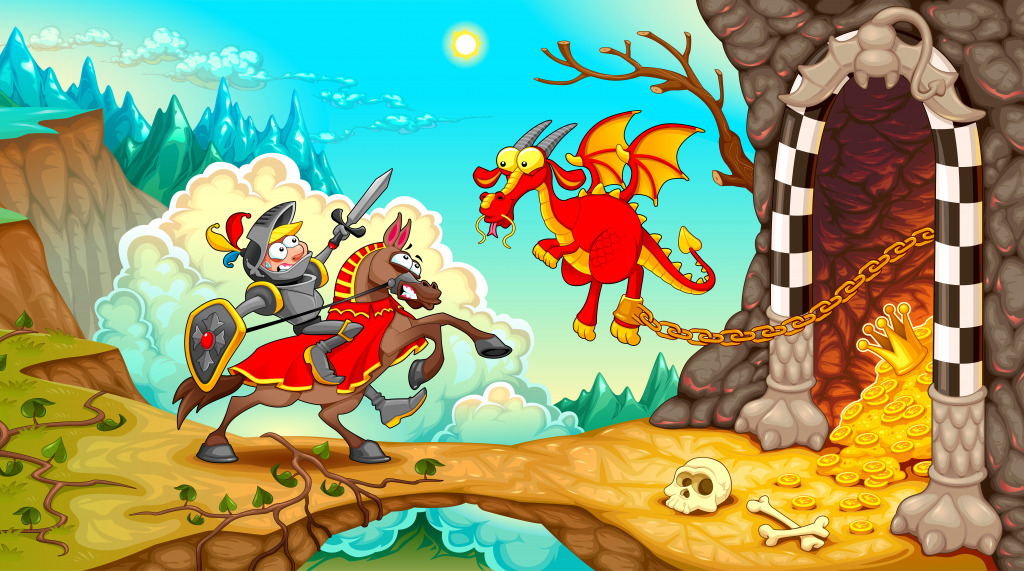 Knight Fighting the Dragon jigsaw puzzle in Kids Puzzles puzzles on TheJigsawPuzzles.com