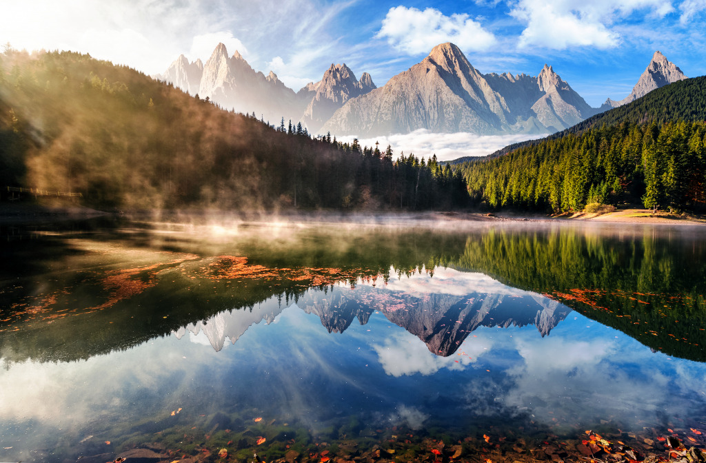 Autumn Day on a Mountain Lake jigsaw puzzle in Great Sightings puzzles on TheJigsawPuzzles.com