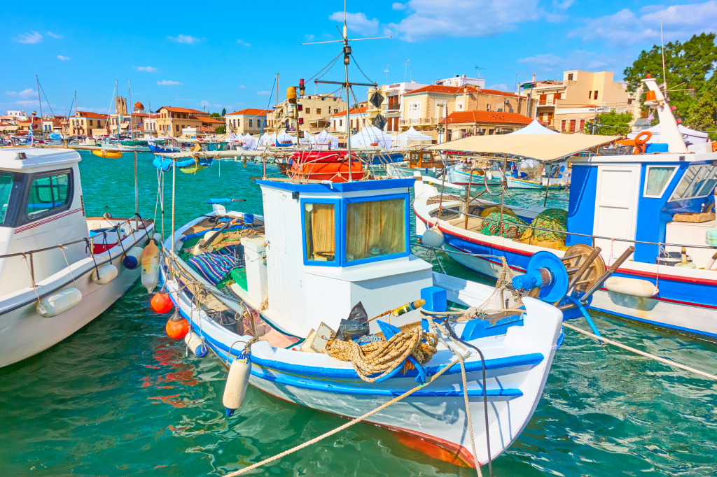 Port of Aegina Town, Greece jigsaw puzzle in Puzzle of the Day puzzles on TheJigsawPuzzles.com