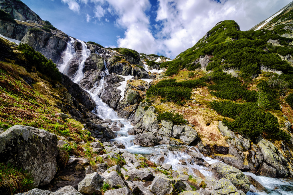 Siklawa Waterfall, Tatra Mountains, Poland jigsaw puzzle in Waterfalls puzzles on TheJigsawPuzzles.com