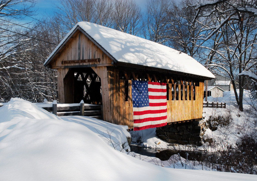 Snow Covered Bridge in New Hampshire jigsaw puzzle in Bridges puzzles on TheJigsawPuzzles.com