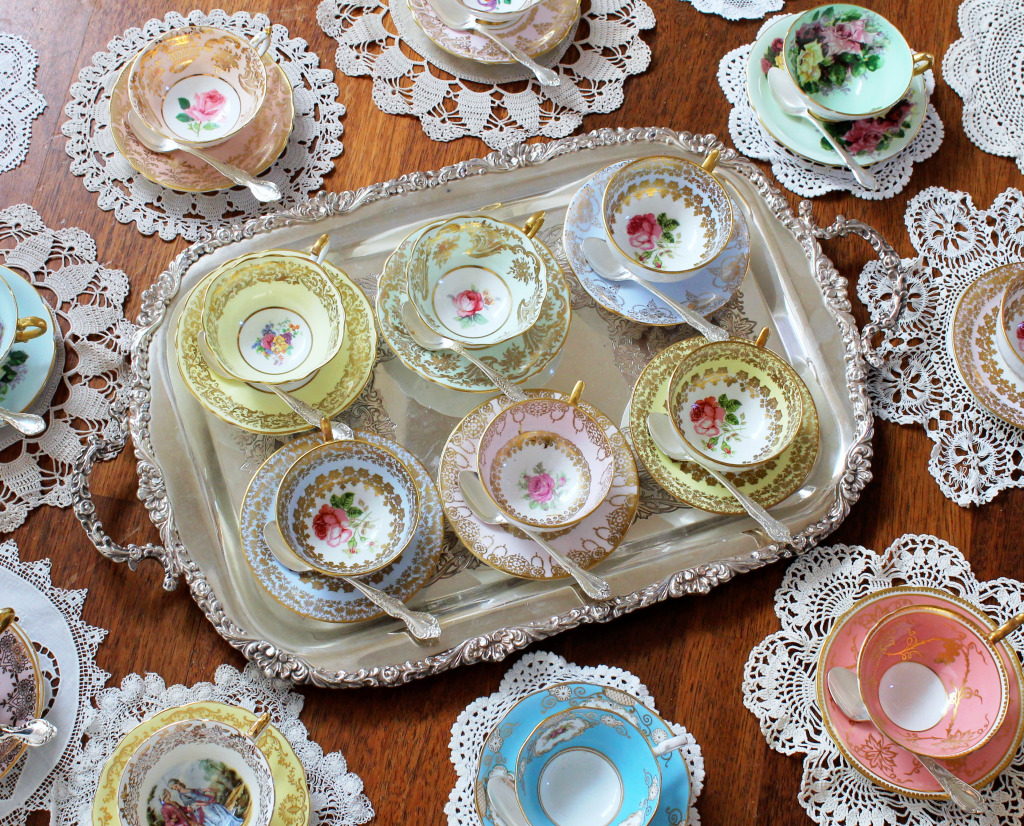 Vintage Tea Cup Set jigsaw puzzle in Food & Bakery puzzles on TheJigsawPuzzles.com