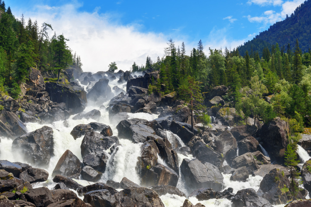 Waterfall Uchar, Altai, Siberia jigsaw puzzle in Waterfalls puzzles on TheJigsawPuzzles.com