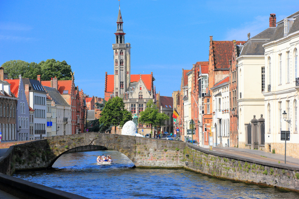 Canal in Bruges, Belgium jigsaw puzzle in Bridges puzzles on TheJigsawPuzzles.com