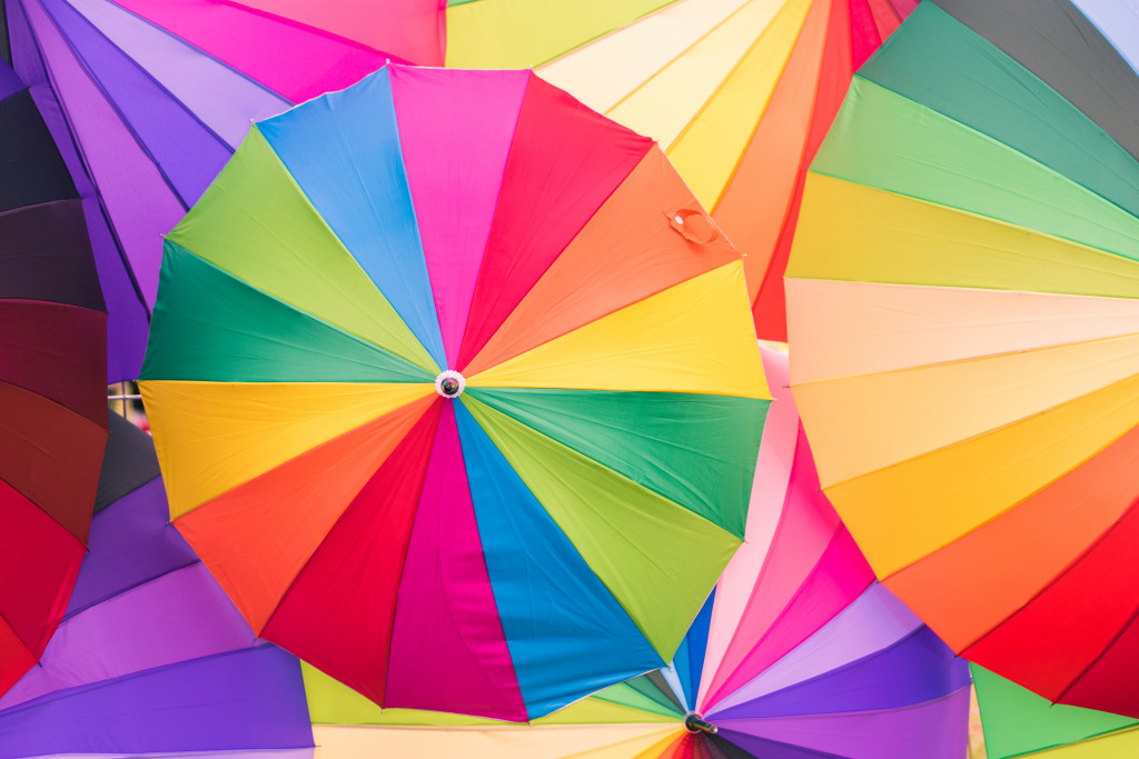 Rainbow Umbrellas jigsaw puzzle in Macro puzzles on TheJigsawPuzzles.com