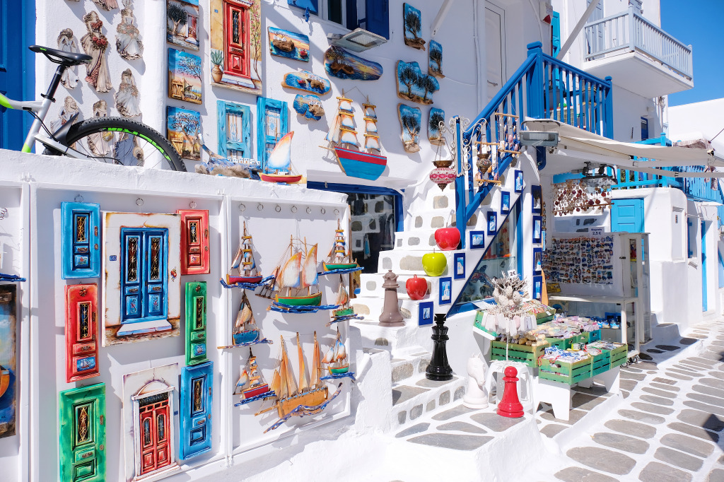 Souvenir Shop, Mykonos Island, Greece jigsaw puzzle in Street View puzzles on TheJigsawPuzzles.com