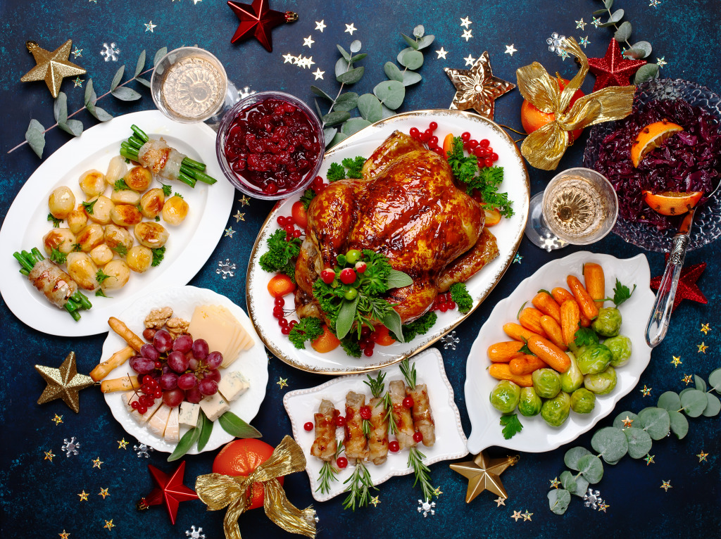 Christmas Dinner jigsaw puzzle in Food & Bakery puzzles on TheJigsawPuzzles.com