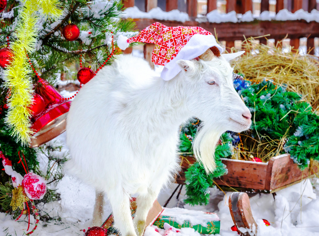 Christmas Goat jigsaw puzzle in Animals puzzles on TheJigsawPuzzles.com
