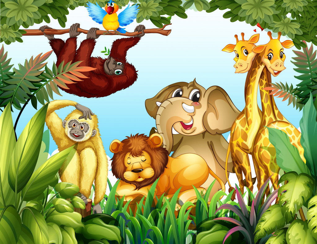 Wild Animals in the Jungle jigsaw puzzle in Animals puzzles on TheJigsawPuzzles.com