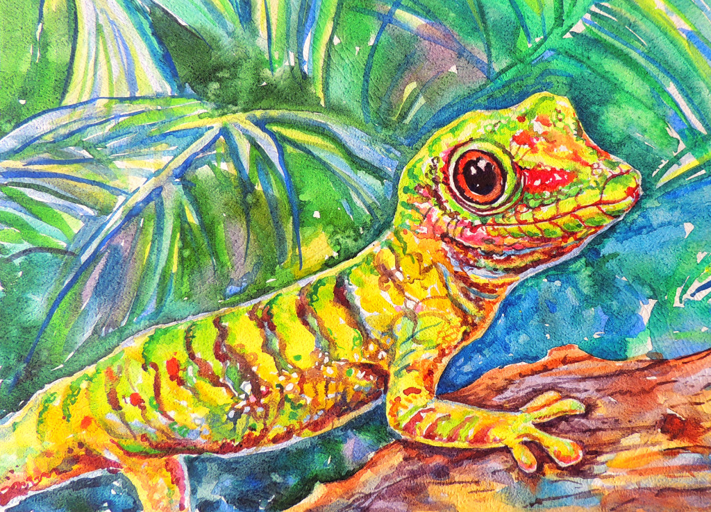 Watercolor Lizard jigsaw puzzle in Animals puzzles on TheJigsawPuzzles.com