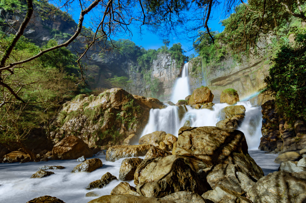 Waterfall at Ciletuh, West Java, Indonesia jigsaw puzzle in Waterfalls puzzles on TheJigsawPuzzles.com