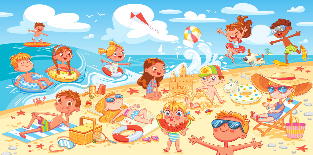 Having Fun on the Beach jigsaw puzzle in Kids Puzzles puzzles on TheJigsawPuzzles.com