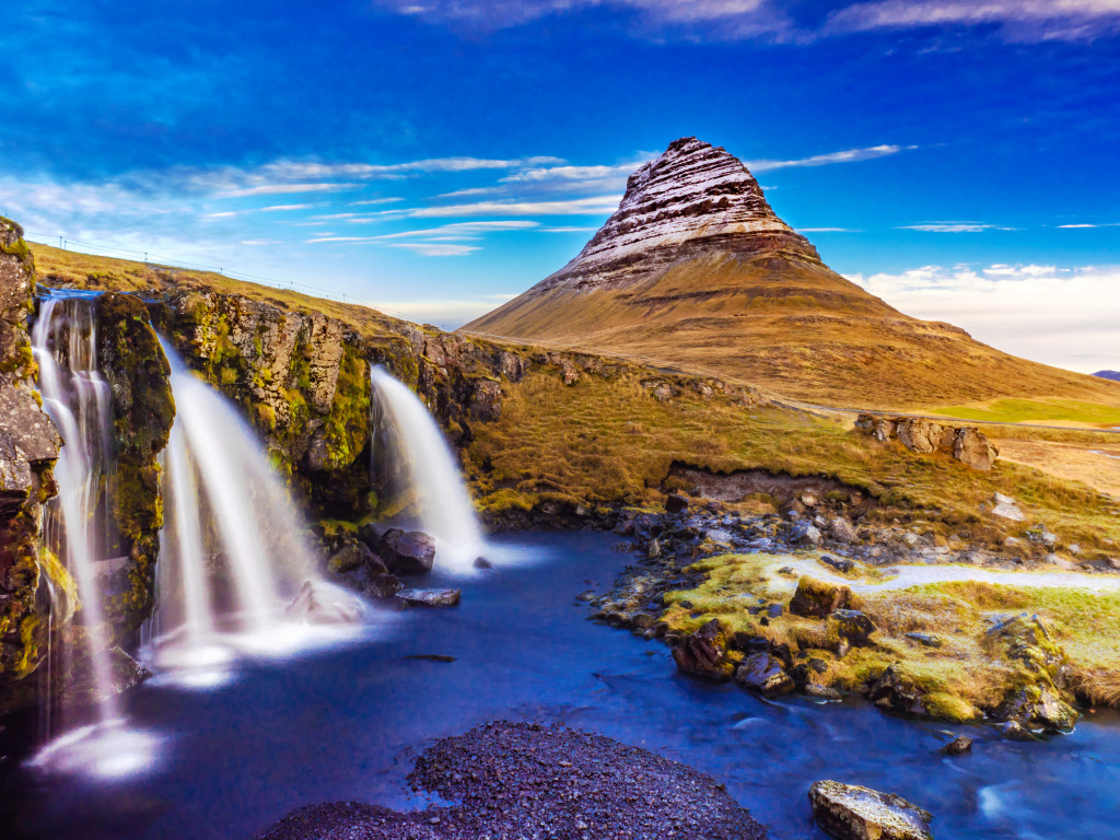 Kirkjufellsfoss Waterfall, Iceland jigsaw puzzle in Waterfalls puzzles on TheJigsawPuzzles.com