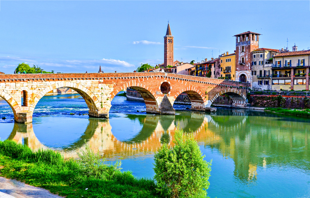 Ponte Pietra, Verona, Italy jigsaw puzzle in Bridges puzzles on TheJigsawPuzzles.com