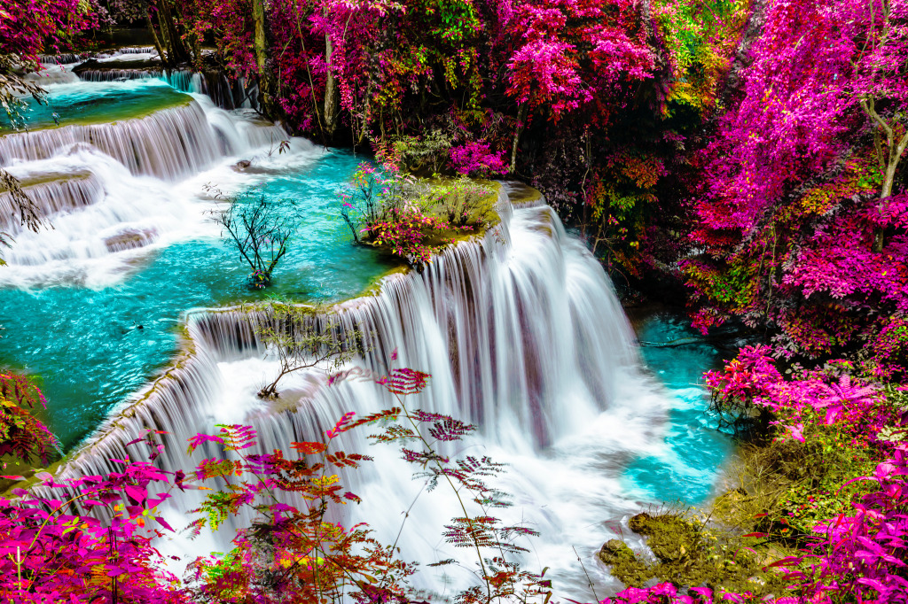 Huay Mae Kamin Waterfall, Thailand jigsaw puzzle in Waterfalls puzzles on TheJigsawPuzzles.com