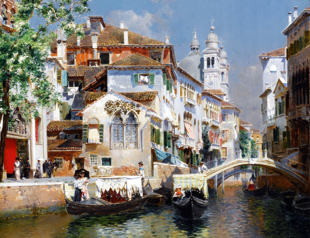 Gondolas on a Venetian Canal jigsaw puzzle in Piece of Art puzzles on TheJigsawPuzzles.com
