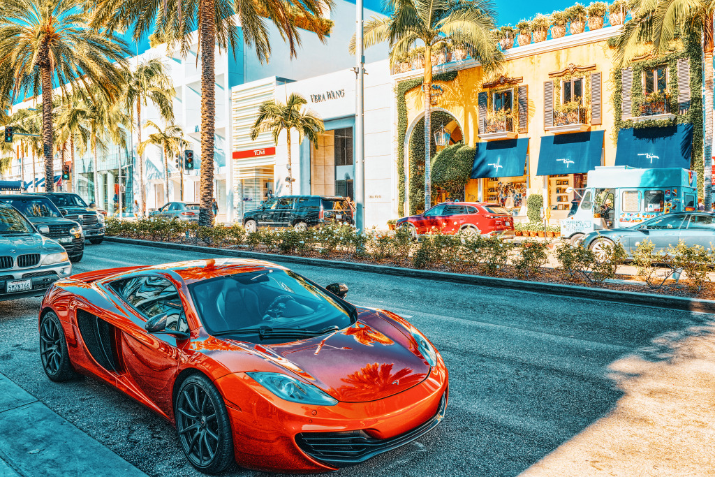 Rodeo Drive in Hollywood jigsaw puzzle in Cars & Bikes puzzles on TheJigsawPuzzles.com