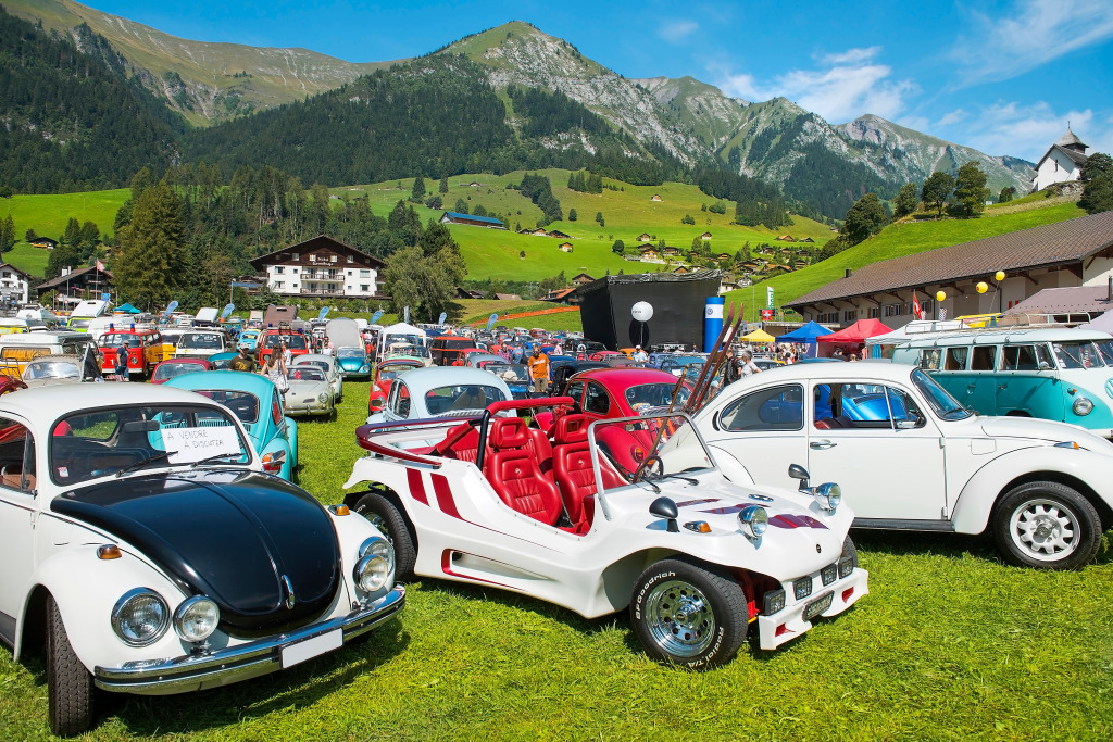 International Car Meeting, Château-d’Oex, Switzerland jigsaw puzzle in Cars & Bikes puzzles on TheJigsawPuzzles.com