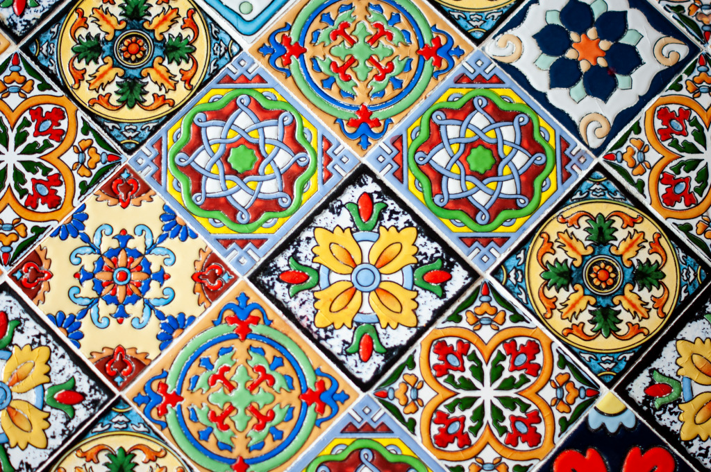 Oriental Mosaic Tiles jigsaw puzzle in Handmade puzzles on TheJigsawPuzzles.com