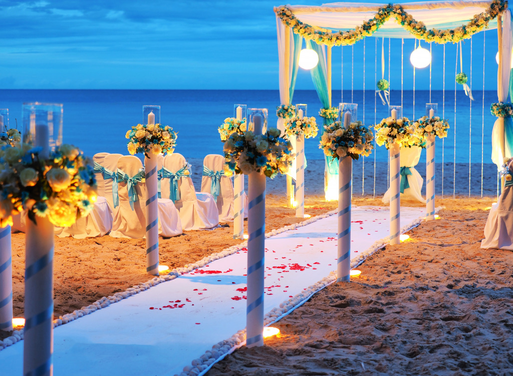 Wedding Arch on the Beach jigsaw puzzle in Valentine's Day puzzles on TheJigsawPuzzles.com