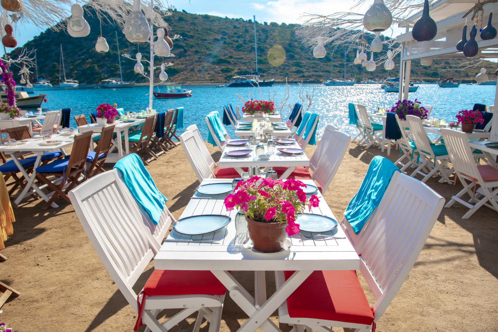 Beach Restaurant, Bodrum, Turkey jigsaw puzzle in Food & Bakery puzzles on TheJigsawPuzzles.com