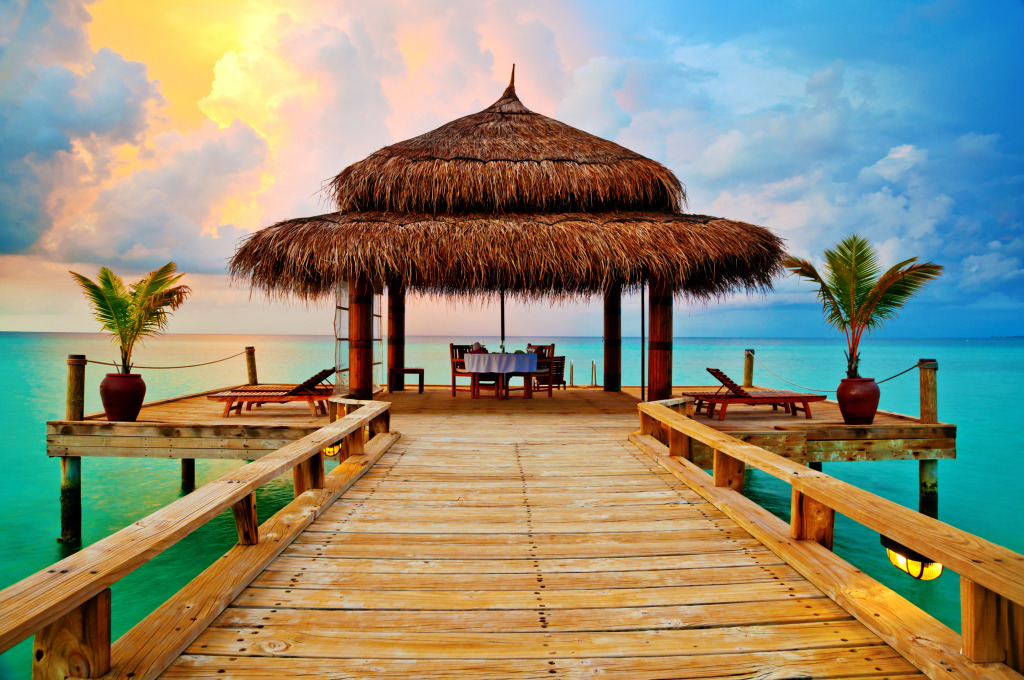 Tropical Beach at Sunset jigsaw puzzle in Great Sightings puzzles on TheJigsawPuzzles.com