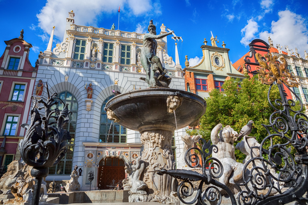 Neptune Fountain, Gdańsk, Poland jigsaw puzzle in Waterfalls puzzles on TheJigsawPuzzles.com