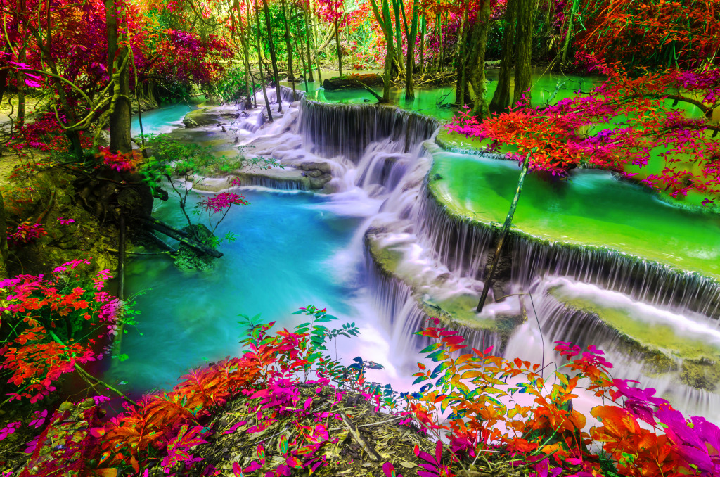 Huay Mae Khamin Waterfall, Thailand jigsaw puzzle in Waterfalls puzzles on TheJigsawPuzzles.com