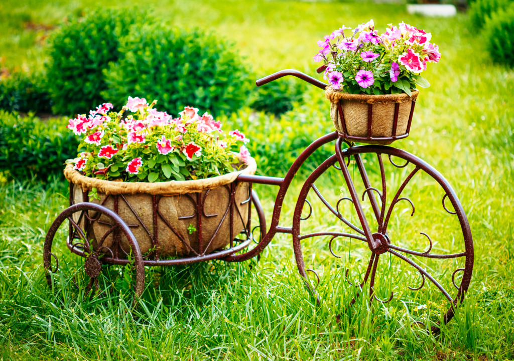 Flower Bicycle jigsaw puzzle in Flowers puzzles on TheJigsawPuzzles.com