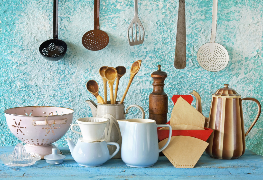 Vintage Kitchenware jigsaw puzzle in Food & Bakery puzzles on TheJigsawPuzzles.com