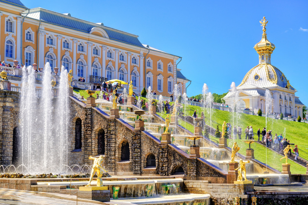 Grand Cascade, Peterhof, Russia jigsaw puzzle in Waterfalls puzzles on TheJigsawPuzzles.com