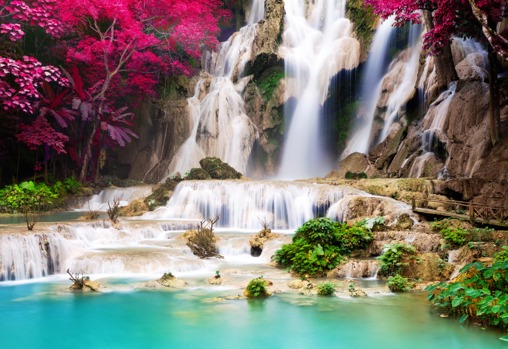 Kuang Si Waterfall, Luang Prabang, Laos jigsaw puzzle in Waterfalls puzzles on TheJigsawPuzzles.com