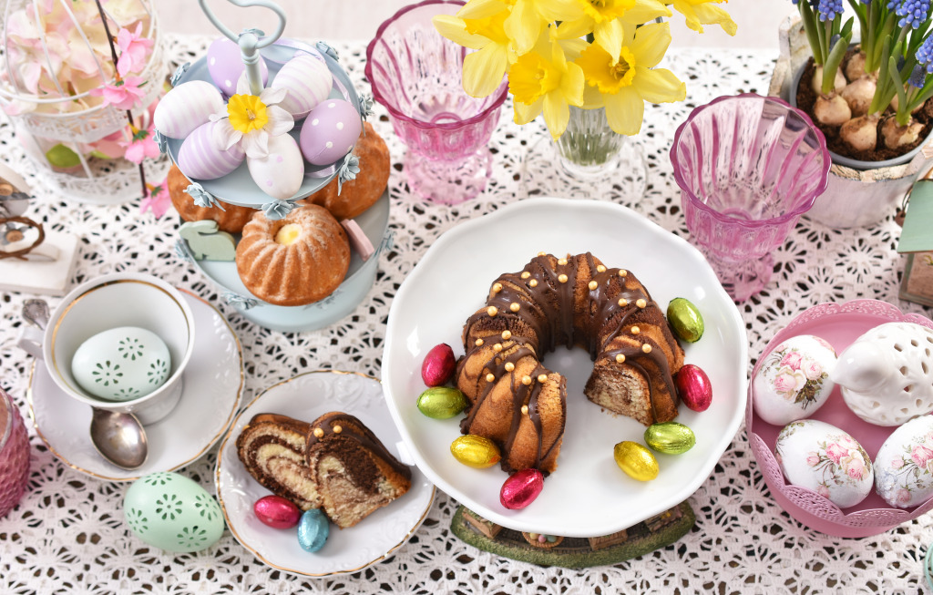 Festive Easter Table jigsaw puzzle in Food & Bakery puzzles on TheJigsawPuzzles.com