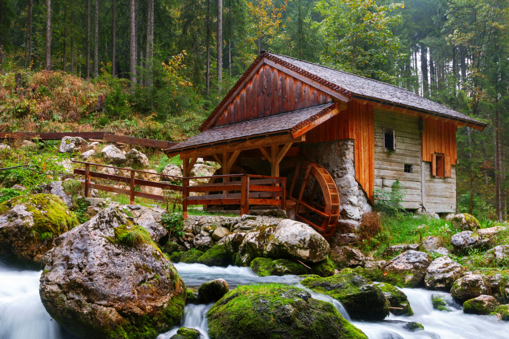 Old Mill near Golling and Salzach, Austria jigsaw puzzle in Waterfalls puzzles on TheJigsawPuzzles.com