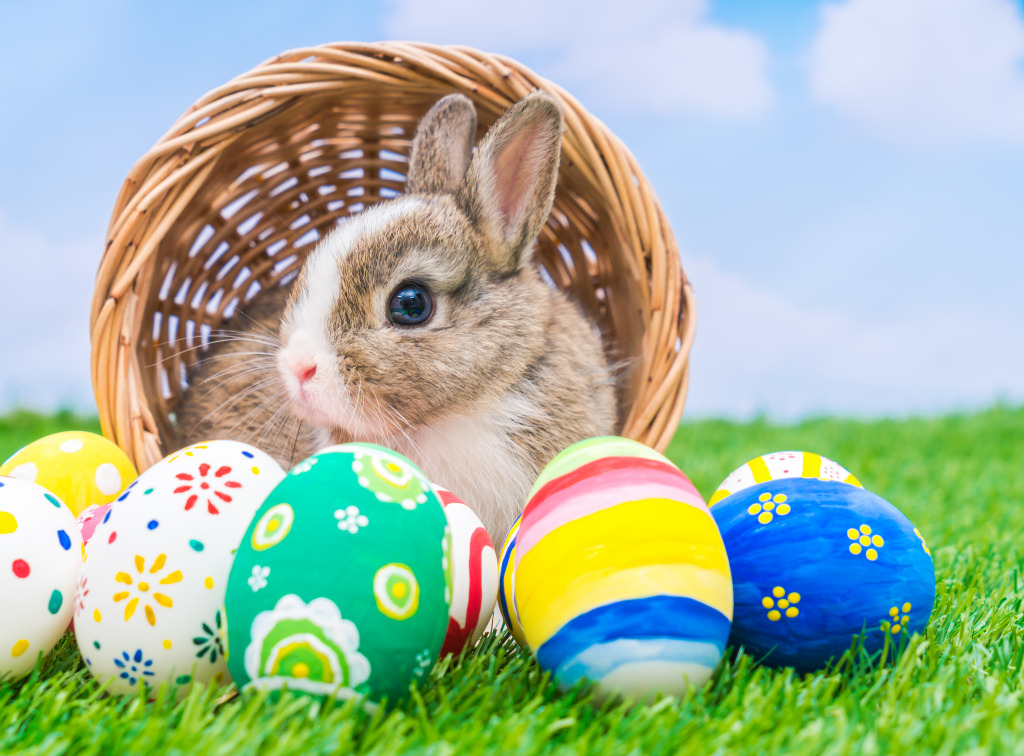 Bunny and Easter Eggs jigsaw puzzle in Animals puzzles on TheJigsawPuzzles.com