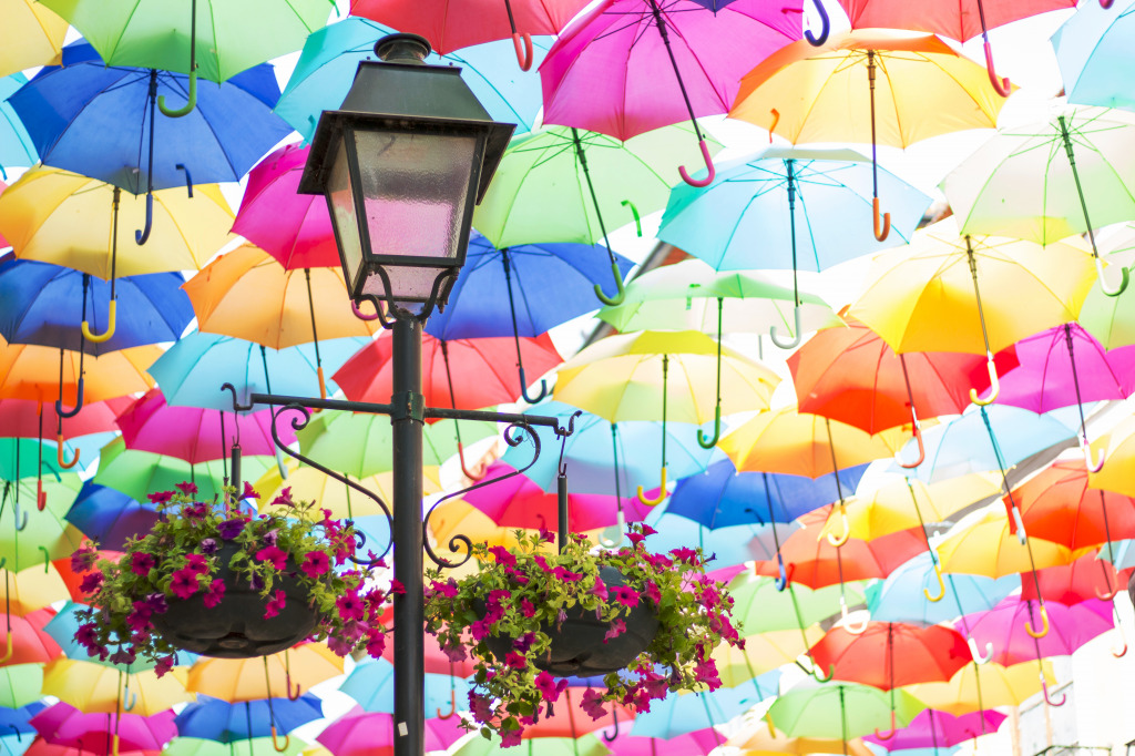 Colorful Umbrellas in Agueda, Portugal jigsaw puzzle in Puzzle of the Day puzzles on TheJigsawPuzzles.com