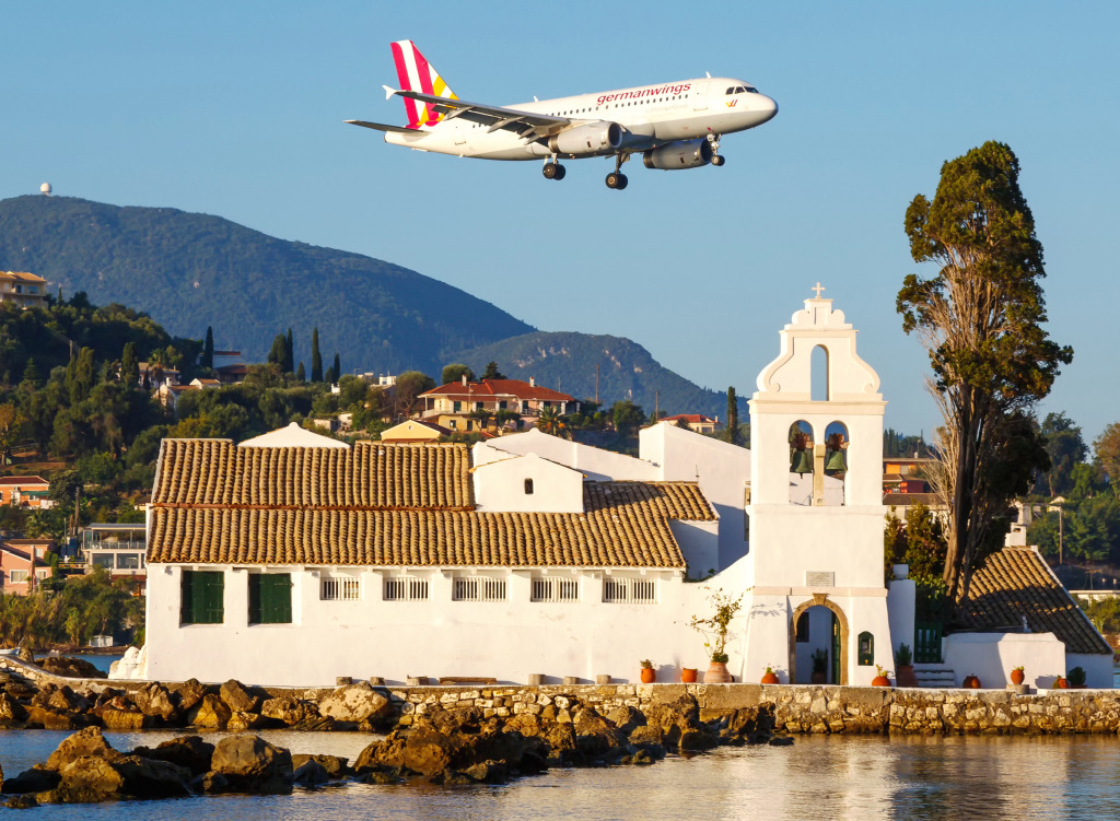 Corfu Airport in Greece jigsaw puzzle in Aviation puzzles on TheJigsawPuzzles.com