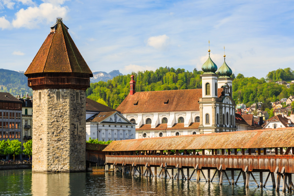 Chapel Bridge, Lucerne, Switzerland jigsaw puzzle in Bridges puzzles on TheJigsawPuzzles.com