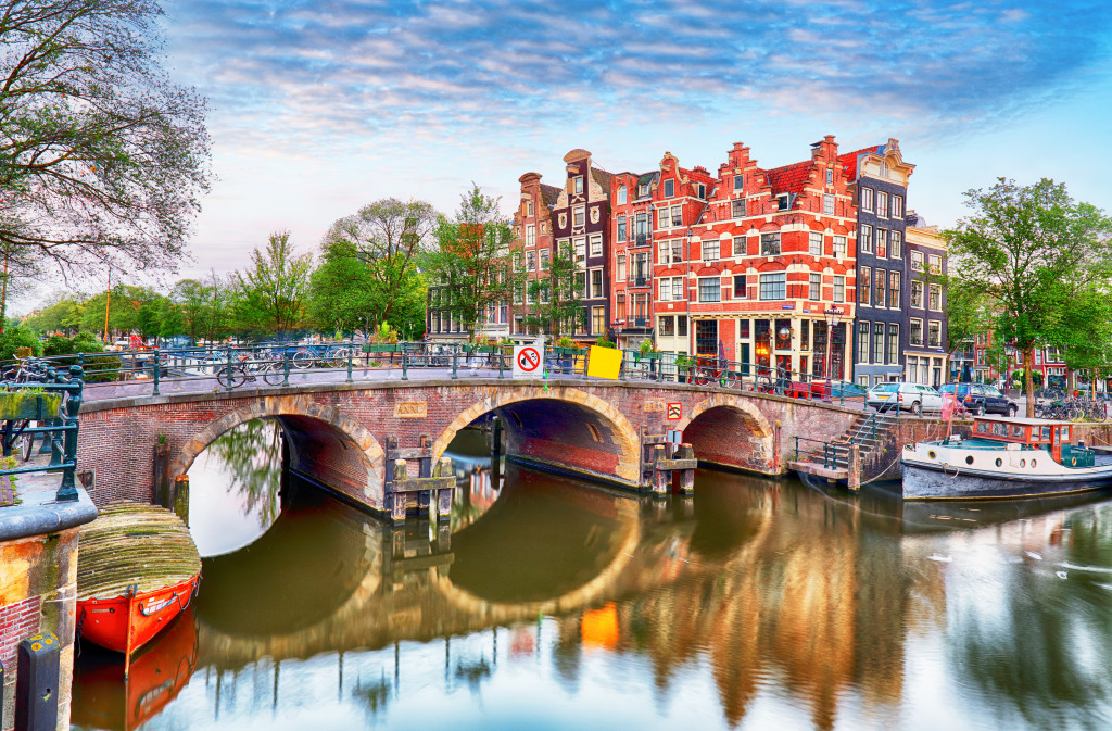 Bridges over Canals in Amsterdam, Netherlands jigsaw puzzle in Bridges puzzles on TheJigsawPuzzles.com