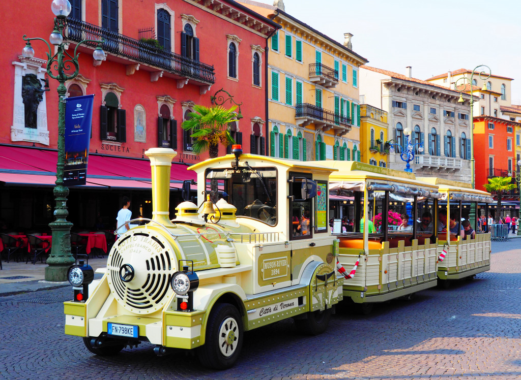 Tourist Train in Verona, Italy jigsaw puzzle in Puzzle of the Day puzzles on TheJigsawPuzzles.com