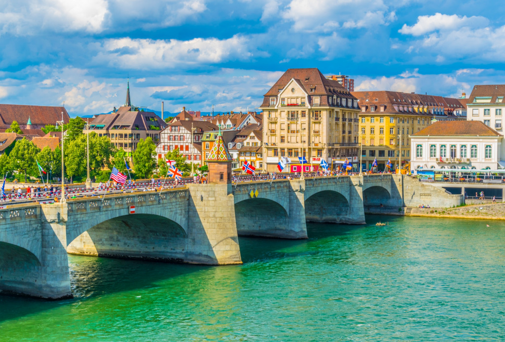 Mittlere Bridge, Basel, Switzerland jigsaw puzzle in Bridges puzzles on TheJigsawPuzzles.com