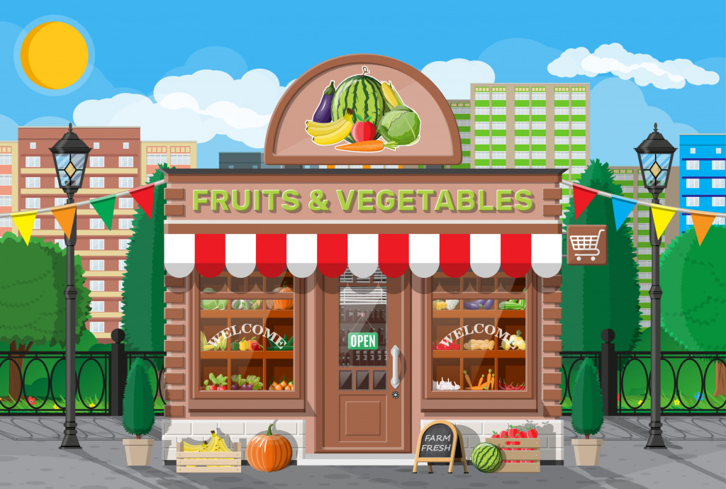 Grocery Shop jigsaw puzzle in Fruits & Veggies puzzles on TheJigsawPuzzles.com