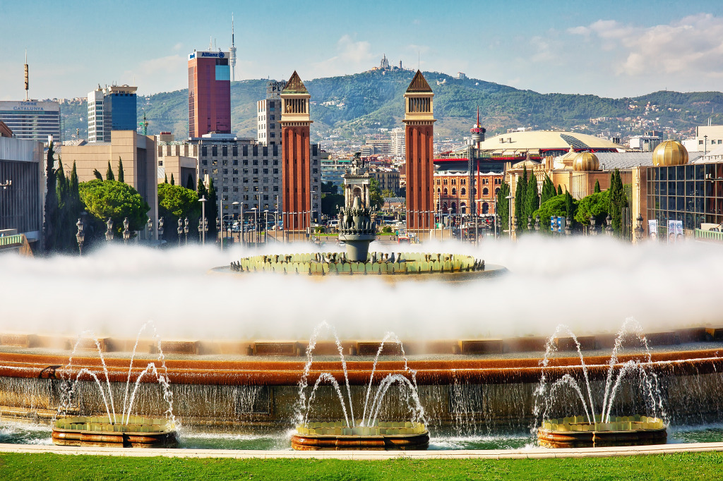 Magic Fountain, Barcelona, Spain jigsaw puzzle in Waterfalls puzzles on TheJigsawPuzzles.com