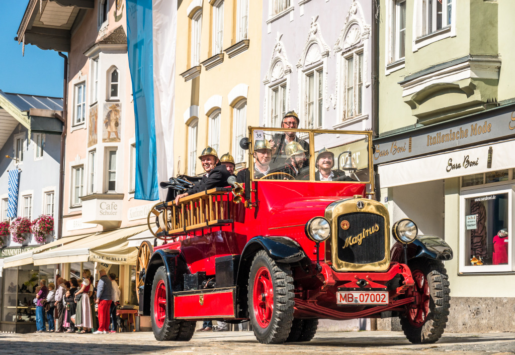 Voluntary Fire Brigade Parade, Bad Toelz, Germany jigsaw puzzle in Puzzle of the Day puzzles on TheJigsawPuzzles.com