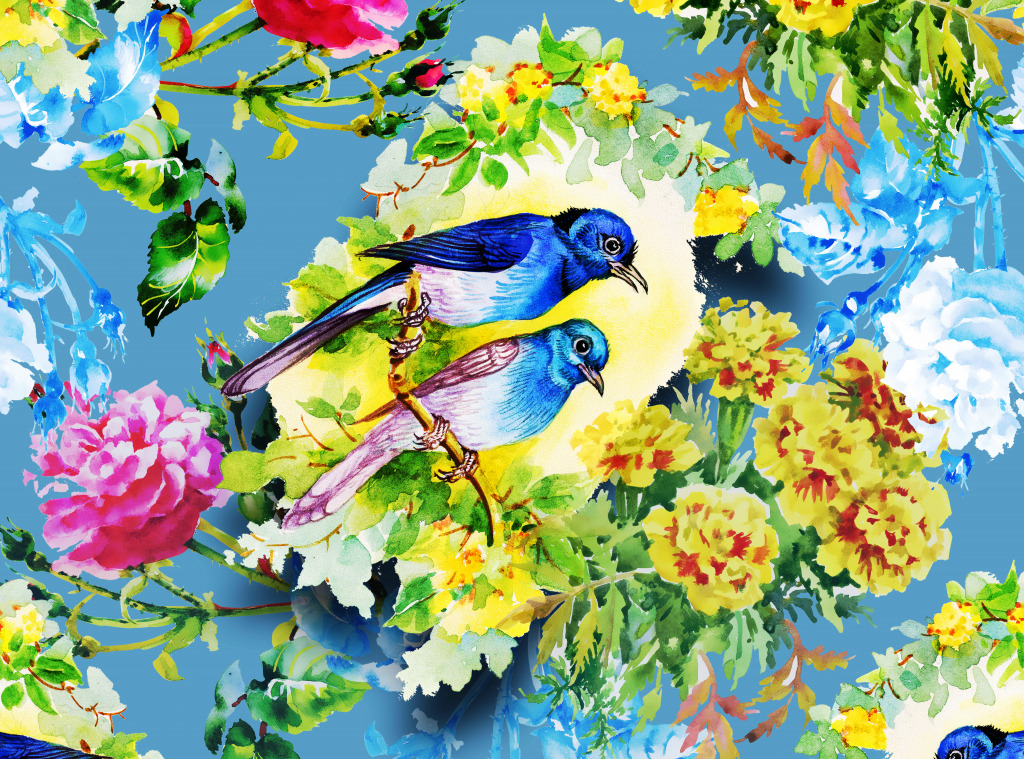 Exotic Birds and Flowers jigsaw puzzle in Puzzle of the Day puzzles on TheJigsawPuzzles.com