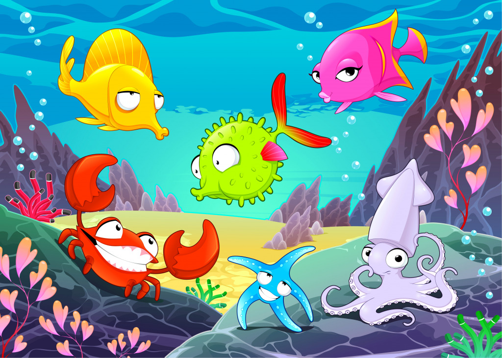 Happy Marine Animals jigsaw puzzle in Under the Sea puzzles on TheJigsawPuzzles.com